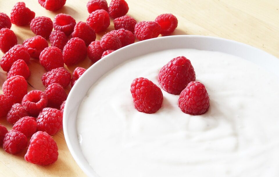 yoghurt med hindbær